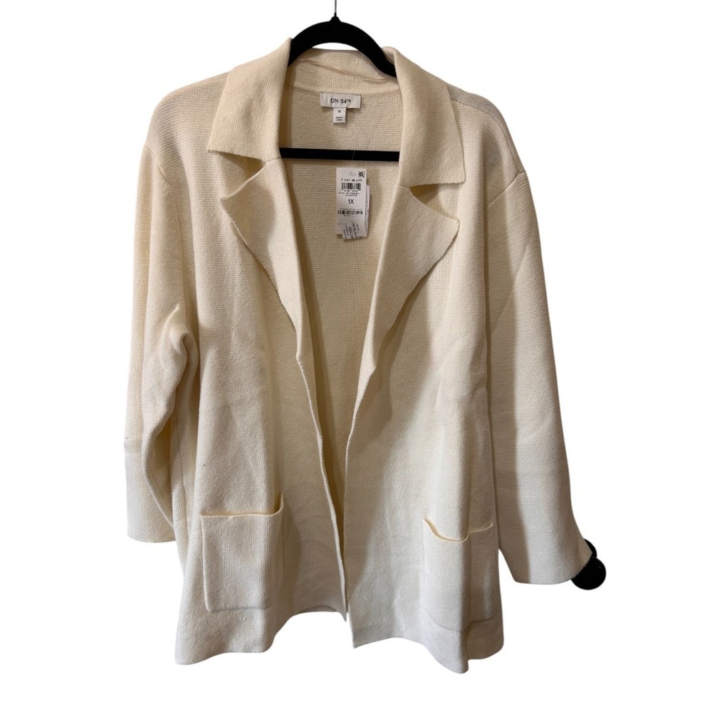 On 34th Women's Sweater Blazer Alabaster 1X‎ - Picture 4 of 7